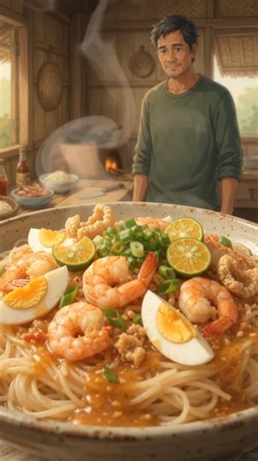 Pancit Palabok 🍜🇵🇭 | Filipino Comfort Food | Ghibli-Inspired Cooking Animation