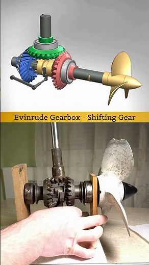 Evinrude Gearbox - To change direction of propeller’s rotation #mechanical #gearbox #mechanism