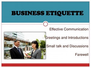 Effective Communication Greetings and Introductions Small talk and Discussions Farewell - SlideServe