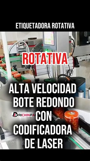 Etiquetadora rotativa autoadhesiva alta velocidad viales y botes redondos #etiquetadora #labeling