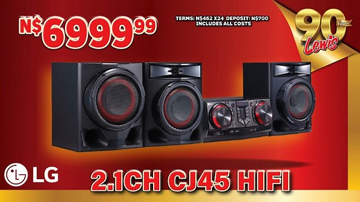 Unleash the Power of Sound: Elevate Every Moment with Our Premium Sound Systems! Get this LG CJ45 sound system and save. Valid until 11 August 2024. View this and more of our audio-visual range ONLINE. We deliver same day! Click the link to view! https://bit.ly/46owSJt N$6 999,99 Deposit N$700 N$462 x 24 months (18,40% rate) - Same Day Delivery - 24 months to pay - No additional costs •Apply for credit •NOTE: Prices are subject to change •Prices valid until 11/08 #lewis #lewisstores #sound #deli