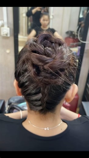 Elegant upside-down braid to bun | inverted braid updo hairstyles