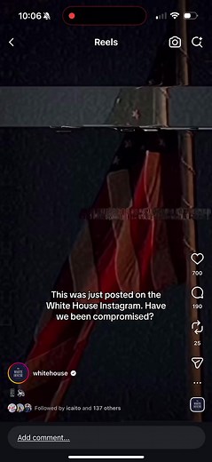 This was just posted on the White House Instagram. Have we been compromised? Anonymous…is that you? #anonymous #whitehouse #suspicious #fyp #weird