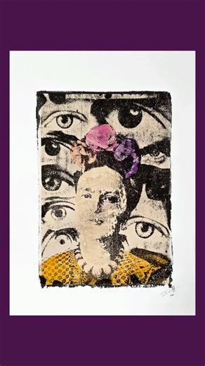 Gelliplate Frida Kahlo collage #gelliplate #artlovers #fridakahlo #art #printing #acrylicpainting