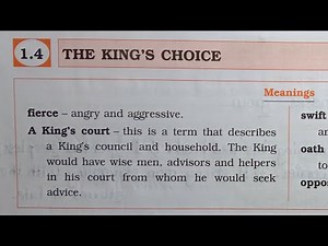 7th STD English Workbook Chp 1.4 The King's Choice @omeducation8606