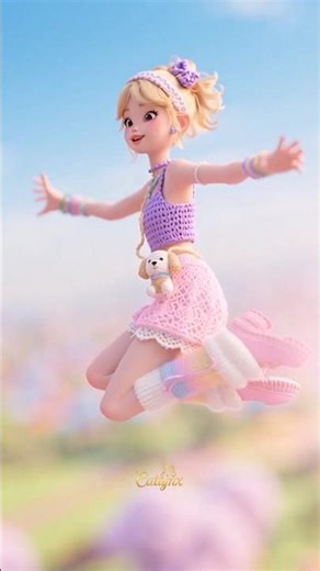 Cute Girl Sliding on a Rainbow and Cloud | Magical Animation