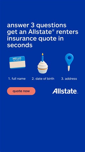 Get Allstate renters starting at $5/mo. It only takes seconds to quote. | Allstate
