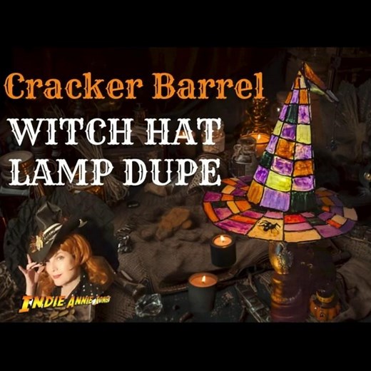 Stained glass witch hat lamp