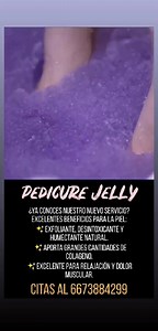 8.1K views · 16 reactions | Citas 6673884299 ¿Ya conoces nuestro nuevo servicio? PEDICURE JELLY SPA Excelentes beneficios para la piel: ✨Exfoliante, desintoxicante y humectante natural. ✨Aporta grandes cantidades de colageno. ✨Excelente para relajación y dolor muscular. ✨Hecho con extractos de Neem. ✨Amigable con el medio ambiente. . . | Uñas, Makeup & Peinados Culiacán | Facebook