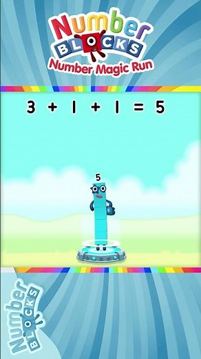 Numberblocks 5 Number Magic Run - Add 3 + 1 + 1 = 5 using Numberblocks | CBeebies Go Explore Games