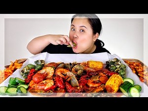 MUKBANG SEAFOOD BOIL! 먹방 (EATING SHOW!) GIANT SHRIMP + MUSSELS + CRAWFISH + SNAILS ESCARGOT