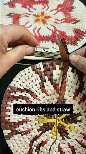 Corn husk cushion with ribbed yarn and straw #My handmade project# Corn husk weaving#art #viralshort