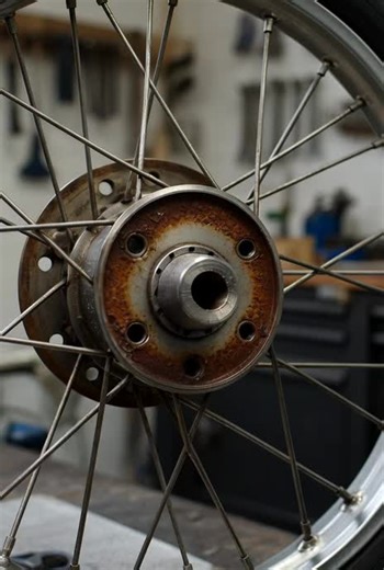 rust remove in motorcycle wheel #rustcleaningspray #asmr #foryoupage