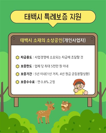 태백시 소상공인 특례보증 및 이차보전 지원 #코비즈