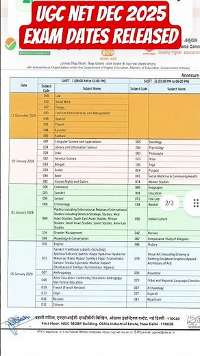 UGC NET DEC 2025 - EXAM DATES OUT