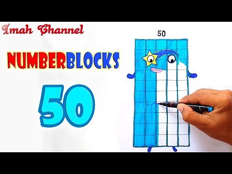 Numberblocks 50 - How to draw and coloring with blink eyes