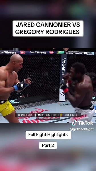 JARED CANNONIER VS GREGORY RODRIGUES Full Fight Highlights part 2 #ufc #jaredcannonier #gregoryrodrigues #robocop #striking