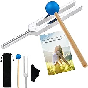 Tuning Fork for Healing and Health, 528 Hz Music Tuning Folk Set for DNA Repair Reliever Stress, with Silicone Hammer and Cleaning Cloth (528 Hz)