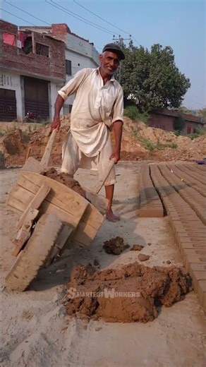 Manual Brick Making by One Man Full Process