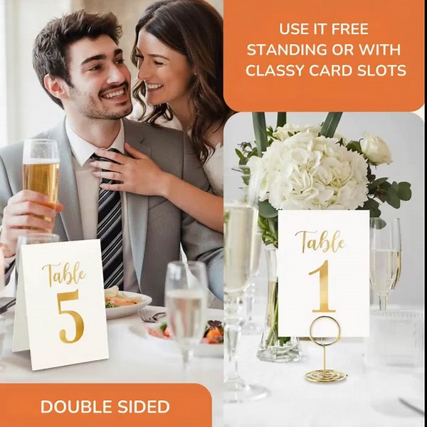 Gold Wedding Table Numbers 1-15, Reception Decor, Seating Cards - Etsy