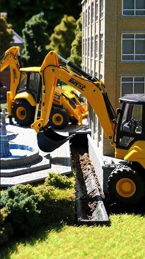 Giant RC Excavator at a Miniature Construction Site