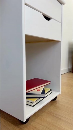 Caisson de bureau KANO en pin massif blanc – Rangement pratique avec roulettes