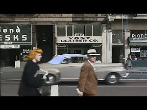 Los Angeles 1940s, Spring Street [60fps, Remastered] w/sound design added