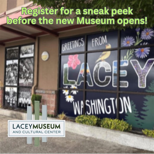 𝗘𝘅𝗰𝗶𝘁𝗶𝗻𝗴 𝗡𝗲𝘄𝘀!! 🥳🤩! The opening of the Lacey Museum in its new location is almost here (4160 6th Ave SE, Suite 101, Lacey, Inside the Bell Towne Centre) - and we can't wait to share it with you! 𝗧𝗼 𝗴𝗲𝗮𝗿 𝘂𝗽 𝗳𝗼𝗿 𝘁𝗵𝗲 𝗯𝗶𝗴 𝗱𝗮𝘆, 𝘄𝗲'𝗿𝗲 𝗼𝗳𝗳𝗲𝗿𝗶𝗻𝗴 𝗳𝗿𝗲𝗲 𝗽𝗿𝗶𝘃𝗮𝘁𝗲, 𝗴𝘂𝗶𝗱𝗲𝗱 𝘁𝗼𝘂𝗿𝘀 𝘀𝘁𝗮𝗿𝘁𝗶𝗻𝗴 𝗗𝗲𝗰𝗲𝗺𝗯𝗲𝗿 𝟰, 𝗯𝗲𝗳𝗼𝗿𝗲 𝘄𝗲'𝗿𝗲 𝗼𝗳𝗳𝗶𝗰𝗶𝗮𝗹𝗹𝘆 𝗼𝗽𝗲𝗻 𝘁𝗼 𝘁𝗵𝗲 𝗽𝘂𝗯𝗹𝗶𝗰. Join us to explore Lacey's history, showcased by b