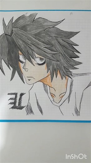 Dibujo a L de death note😉#anime #dibujo #youtubeshorts #drawing #art #deathnote #ll