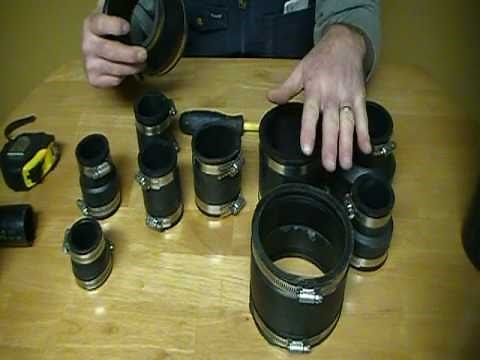 How to join cast iron pipe or copper pipe to plastic pipe using fernco couplings.Plumbing Tips!