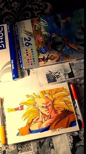 Mastering the SSJ3 Glow: Goku Drawing Guide [DBZ Art]#shorts