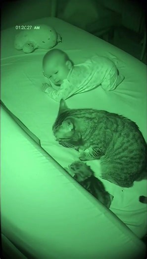 Night cam NO SIGNAL face flash #cat #BabyAndKitten #Shorts