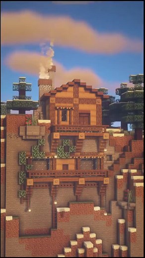 MINECRAFT CLIFF SIDE HOUSE TUTORIAL!! #minecraft #build #fyp Credit: Unknown