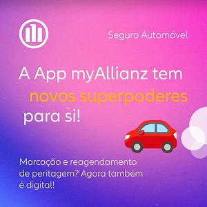 A app myAllianz oferece-lhe novas funcionalidades digitais para simplificar a gestão do seu sinistro automóvel ​ Marcar ou reagendar a peritagem? Agora é direto na App.​ A experiência digital também chegou às peritagens presenciais:​ 📍Encontre oficinas com base na geolocalização​ 📅 Marque e reagende com total flexibilidade​ 💬 Fale com uma equipa dedicada através de chat​ Sem papelada e sem complicações – uma nova experiência digital, mais fluida e intuitiva.​ App myAllianz: mais simples, mais