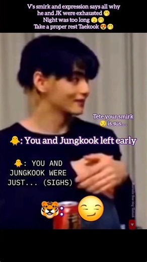 😱 The way V's smirking face gives approval of Jimin's Taekook both were exhausted theory 😍🤧#taekook