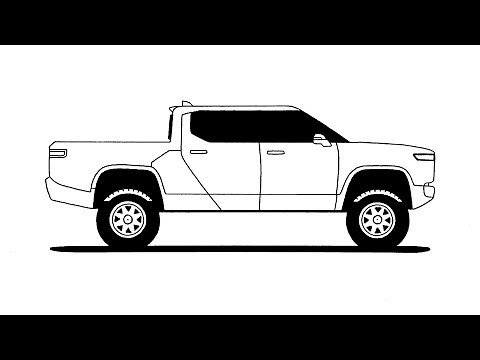 How to draw a RIVIAN TRUCK⚡ step by step