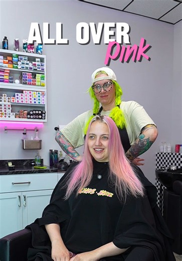 We love a simple all over fashion color! & @Alani Nutrition for keeping us going with cotton candy! Her iconic pink was made using @randco with heart to heart and cupcake. Of course we added @Olaplex to the mix. 🫶🏻 Styled with our favorites from @amika Blow dryer is from @babylissprousa brushes are @ERGO Styling Tools (pink ones launch in July) #indyhair #pinkhair #hairstylistsoftiktok #hairtoks #olaplex #hairconsultation #haircolor