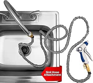 Indoor Sink Hose Attachment For Kitchen Sink or Bathroom Sink Faucet - Extra Long Utility Sink Hose (50 FT) For Watering Houseplants, Dog Washing, Household Cleaning