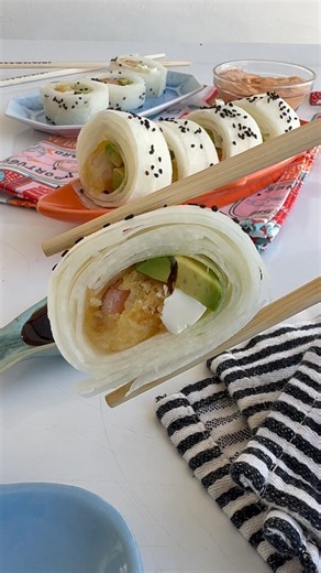 Receta rollo de jicama estilo sushi #receta #rollo #sushi