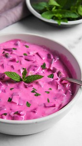 49K views · 141 reactions | this beet raita is one of my favorite dishes! It is easy, delicious, and a must-have side dish with spicy Indian foods. Go-to recipe for weeknight dinners and also when I am hosting, potlucks, etc. comment “beet raita” to get the recipe in your DM’s FB friends here is a clickable link - https://ministryofcurry.com/roasted-beetroot-and-cucumber-salad/ #beet #easyrecipe #desifood #vegetarianrecipes | Ministry of Curry | Facebook