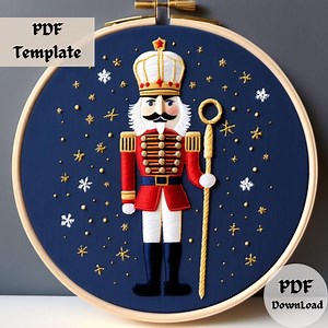 Nutcracker Embroidery Pattern, Whimsical Hand Embroidery PDF, Classic Soldier Stitching Design, DIY Festive Hoop Template, Winter Embroidery - Etsy