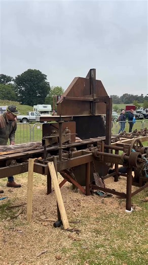 Saw bench powered by the rear wheel of an AEC Matador! Timber truck is jacked up so that the wheel can drive the belt, ingenious! Another good day at Old Warden this year. | SiCol Transport Publishing