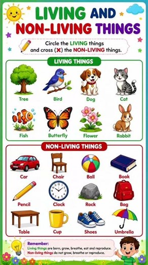 Living and Non-Living Things Worksheet for Kids | Science Activity #scienceforkids #education #kids