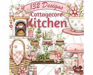 Cottage Core Kitchen Clipart, Floral Kitchen PNG, Vintage Kitchen Utensils, Rustic Dishes, Cottagecore Cooking Elements, Cozy Kitchen Decor - Etsy