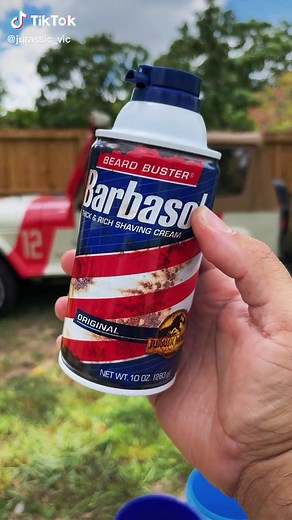 How much shaving cream does a can of Barbasol hold? #jurassicworlddominion #barbasol