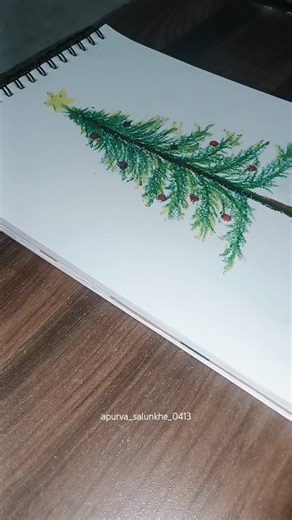 Easy Christmas Tree Crayon Art 🎄 | Simple Christmas Drawing for Beginners