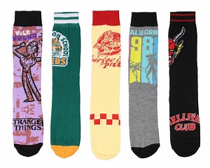 Stranger Things Crew Socks 5 Pairs, Hellfire Club Surfer Boy Pizza Vecna Hawkins High School Mid-Calf Crew Socks For Men Women 5 Pack