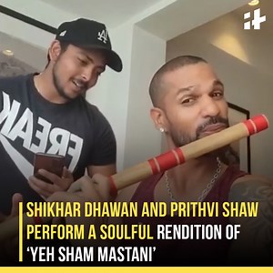 In the video shared on Instagram, Shikhar Dhawan plays the flute and Prithvi Shaw sings the melodious track of Kishore Kumar’s classic song ‘Yeh Sham Mastani’. | Indiatimes
