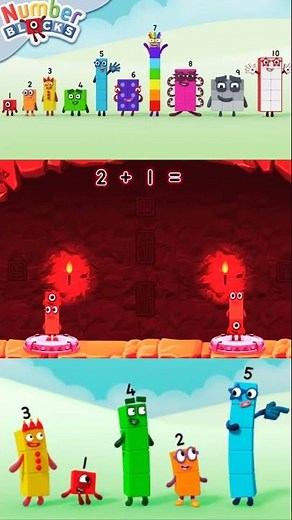 Numberblock 3 Magic Run - Using Numberblocks 2 + 1 = 3 - Cbeebies Games