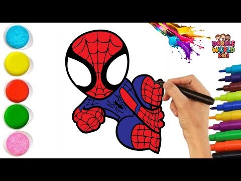 How to Draw Baby Spiderman Jump | Easy Marvel Superhero Drawing for Kids | Doodle World Kids